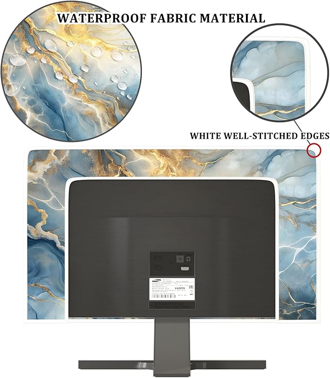 Baocicco Gold Blue Waterproof Screen TV Cover 75 Inch Modern Full Body Covers for Television Screen Panel Case TV Sleeve Compatible with Television LCD LED PC, Desktop and Home TV