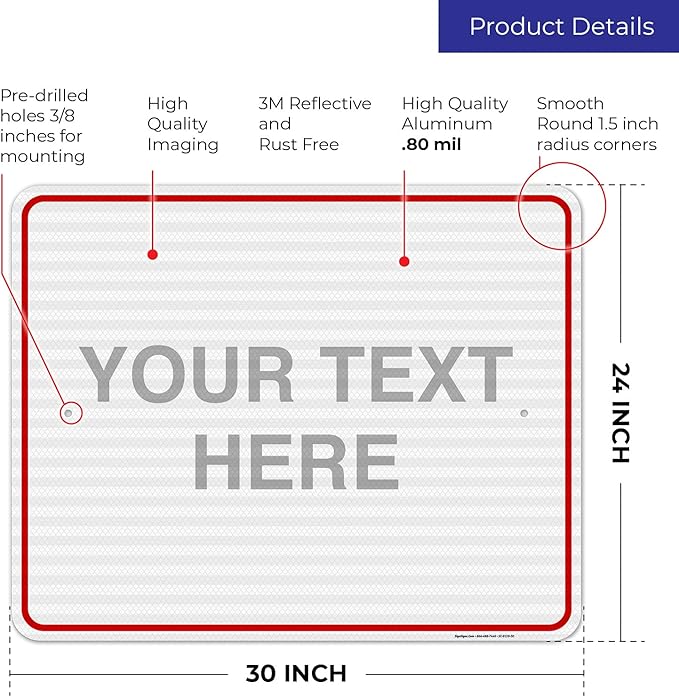 Custom Sign, Personalized Metal Signs, Customize for Business, Workplace, Home, Airbnb, Delivery Red Signs, 24x30 Inches, 3M EGP Reflective .080 Aluminum, Fade Resistant, Made in USA by Sigo Signs