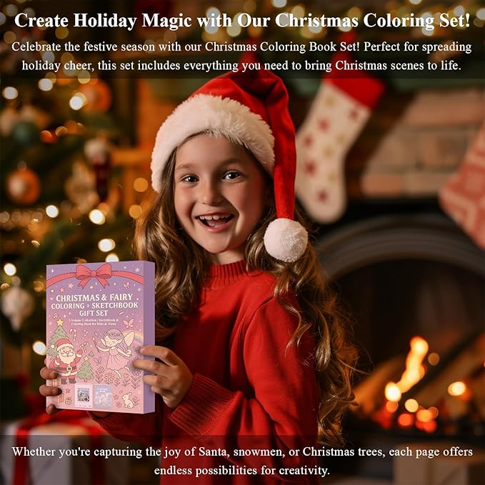 Fuxi Coloring Books for Girls, 60 Sheets (73lb/120gsm) Blank Sketch Book + 50 Designs Blank Coloring Book, Stocking Stuffers for Kids 8-12 Girls.