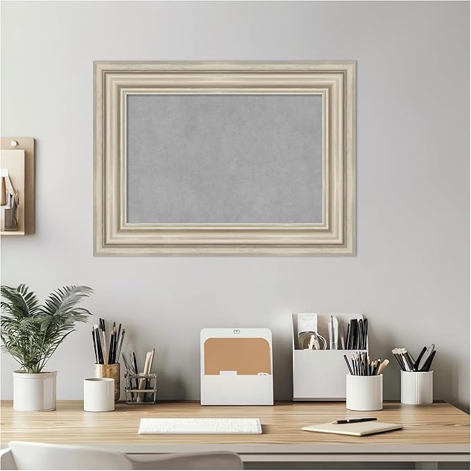Amanti Art Silver Framed Magnetic Board 18x24 Small Vision Board for use with Magnets, 100% Metal Sheet to Display Items as Office Decor or for Home Organization in mudroom, Kitchen or Kids Room