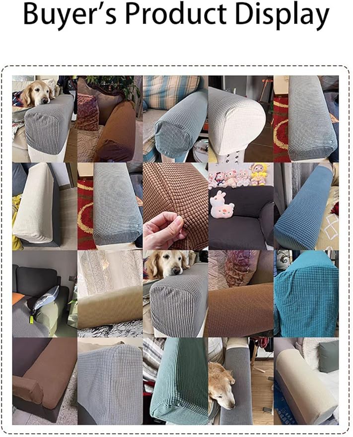 Chaexii Premium Polyester Sofa Arm Cover, Scratch Resistant Protector Covers, Washable, Elastic Armrest Covers for Square/Curved/Sloping Couch Armrests, 2Pcs (Khaki)