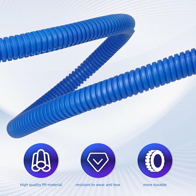 Split Wire Loom Tubing, 10,25ft Cord Protectors from Pets No Chew, Flexible Wire Covers Cord Protectors, Protective Split Cable Sleeve for Automotive Home Industrial Wires(Blue, 1.12inch-25ft)