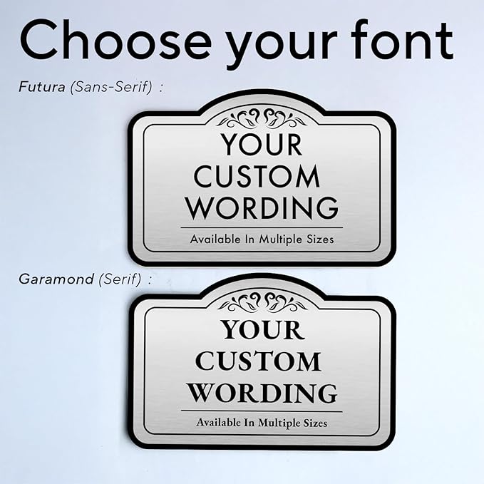 Custom Decorative Outdoor Metal Sign - Personalized Aluminum Driveway Sign, Waterproof, Made in USA - Design 1 Metallic Silver 18x12 In