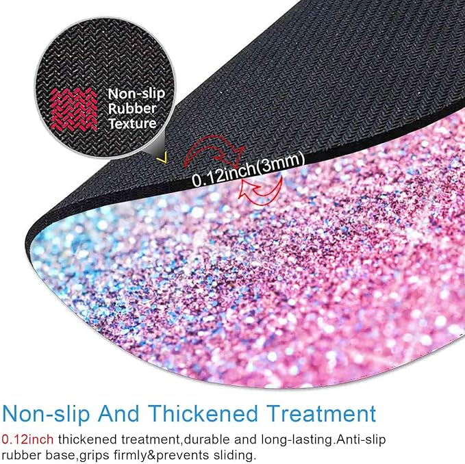 IMAYONDIA Kids Girls Mouse Pad for Laptop, Small Pink Blue Gradient Sparkle Mouse Pads Cute, Round Glitter Mousepads, Mini Travel Mousepad for Wireless Computer, Office Desk Accessories, 7.9 X 7.9 in
