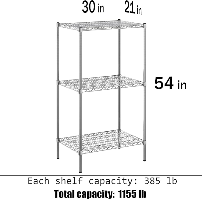 Regal Altair 21" Deep x 30" Wide x 54" Height Wire Shelving Kit | 3-Tier | NSF Commercial Storage Rack Unit