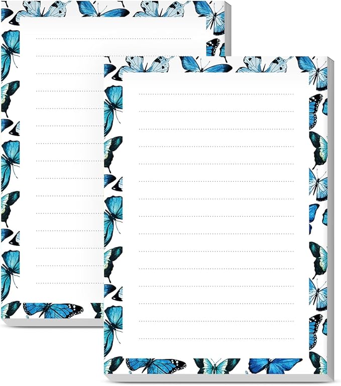 SXboxing Sticky Notes 4X6 Inches, 2 Pack Large Cute Self-Stick Pads, Bright Funny Memo Pads Easy to Stick for Home, Office Cute Blue Butterfly