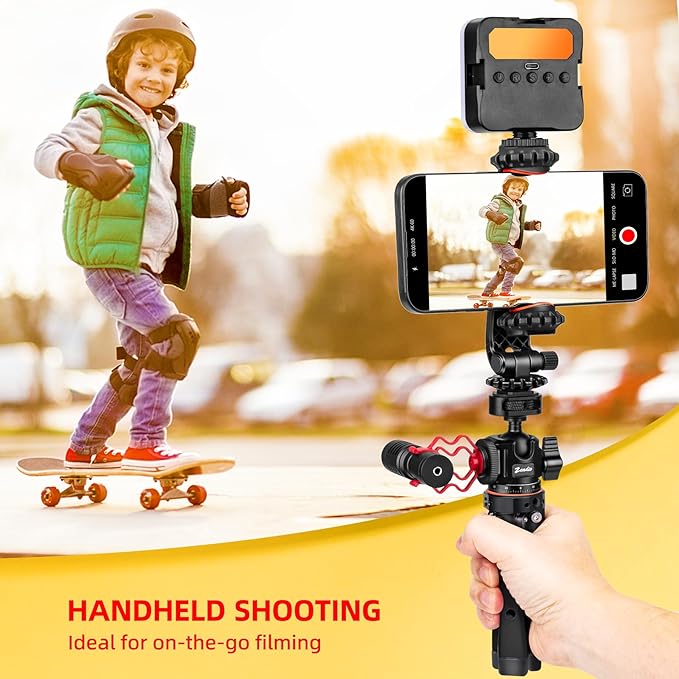 Zeadio Metal Camera Mini Tripod, with 1/4" Screw Ball Head Mount, Adjustable Heights Desktop Vlog Stand for Smooth 4 Osmo Mobile Ronin-S Vimble 2 Gimbal Handle Grip Stabilizer and All Cameras