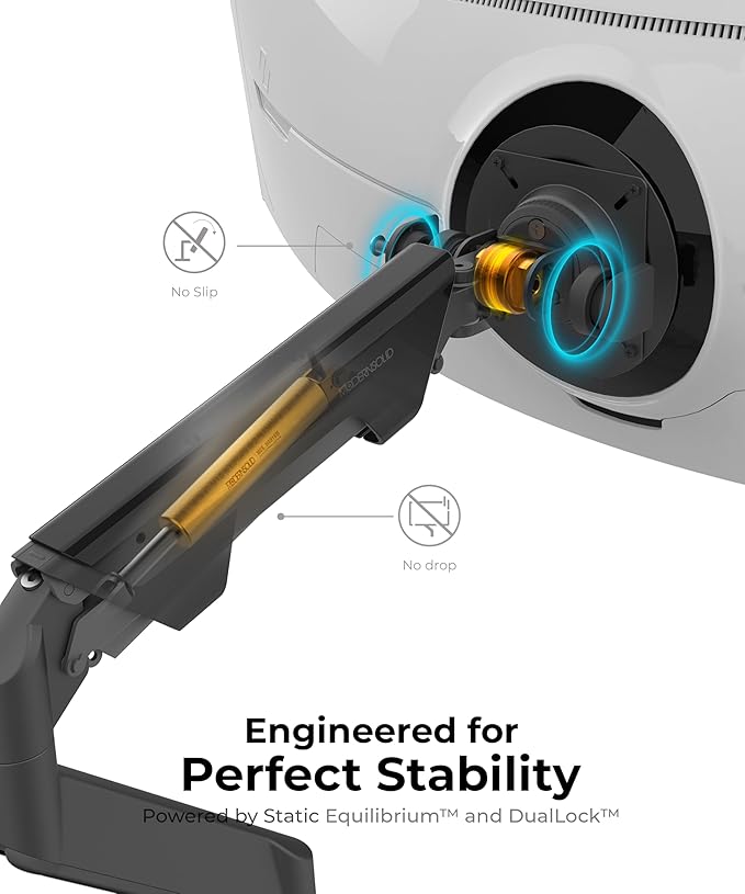 Modernsolid Heavy Duty Monitor Arm Desk Mount for 34-49 Inch Ultrawide Curved Monitors, Supports 14-38 lbs, Gas Spring Ergonomic Full Motion with Cable Management, Red Dot Design Awarded, Black