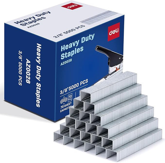 Deli Staples, Premium Heavy Duty Staples for Heavy Duty Staplers, 3/8'' Length, 70 Sheet Capacity, 100/Strip, 5000/Box