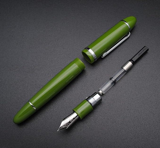 JINHAO X159 Fountain Pen (F Nib 0.5mm, Avocado Green with Silvery Clip)