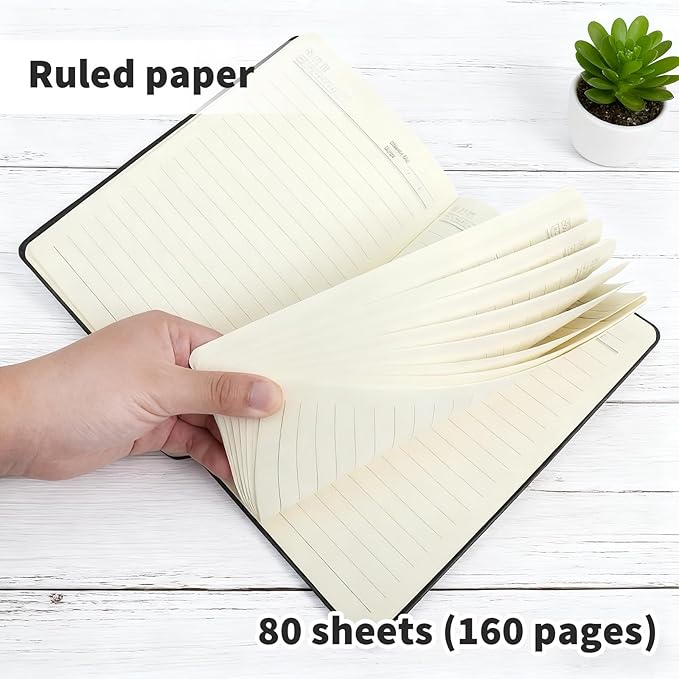 PEDOBALI 35 Pcs Lined Journal Notebooks with Elastic Band, 5.5 x 8.3 Inch Black Executive Notebooks Bulk, Pu Leather A5 Hardcover Notepad for Business Office School