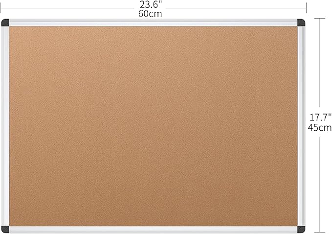 VIZ-PRO Cork Notice Board, 24 X 18 Inches, 3 Pack, Silver Aluminium Frame