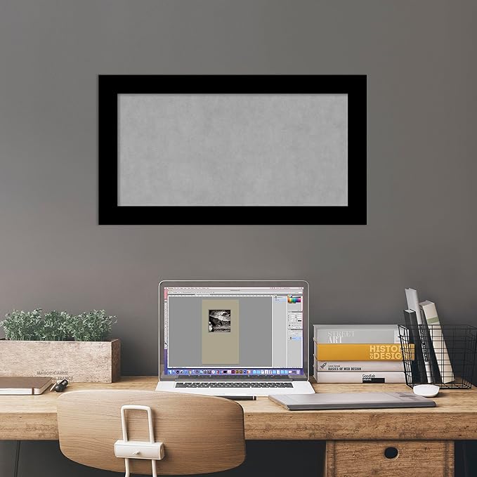 Amanti Art Black Framed Magnetic Board 15x27 Small Vision Board for use with Magnets, 100% Metal Sheet to Display Items as Office Decor or for Home Organization in mudroom, Kitchen or Kids Room