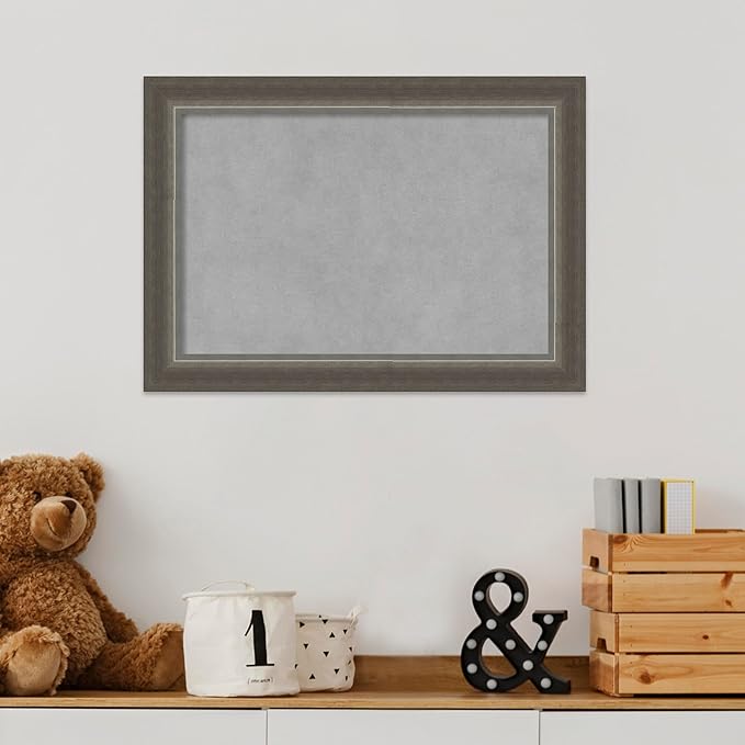 Amanti Art Silver Framed Magnetic Board 15x21 Small Vision Board for use with Magnets, 100% Metal Sheet to Display Items as Office Decor or for Home Organization in mudroom, Kitchen or Kids Room
