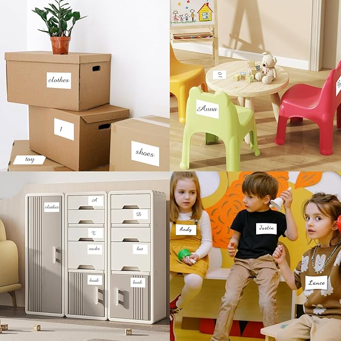 STARLIBOO 3"X5" Rectangle Color Coding Labels, Removable Square Label Inventory Stickers, Permanent Warehouse Moving Box Square Label (250Labels, White)