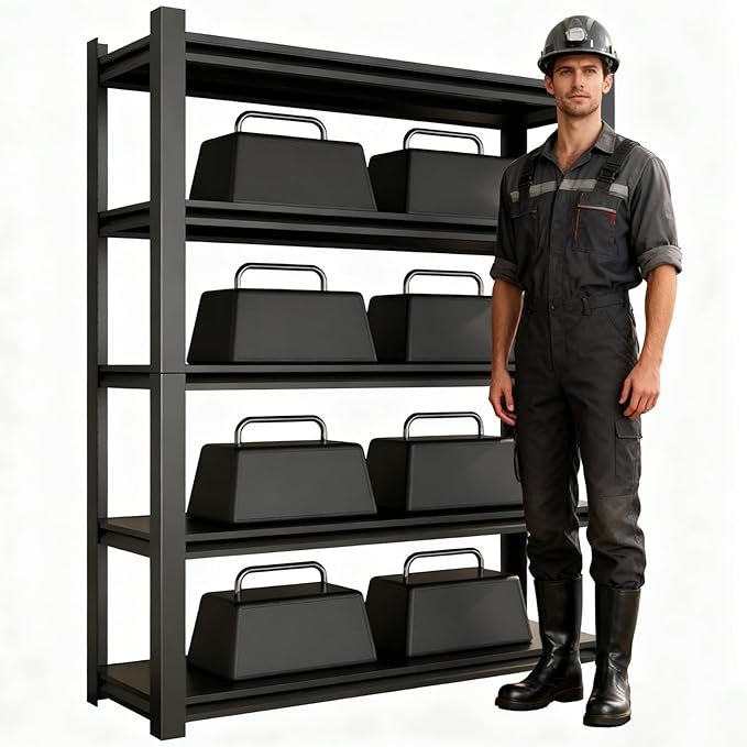 CBCNWR 72''H Garage Storage Shelves, 2500LBS Steel Heavy Duty Storage Shelves, Adjustable 5-Tier Metal Shelf Rack, Heavy Duty Shelving for Garage,Warehouse,Basement,Pantry–Black 35" W x15.7 D x72 H