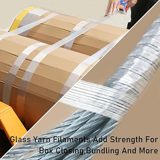 KAIY Strapping Tape 3 Roll, 1/2 inch x 60 yds Fiberglass Reinforced Packing Tape Heavy Duty, Wearproof Tape,100 lbs per inch Tensile Strength