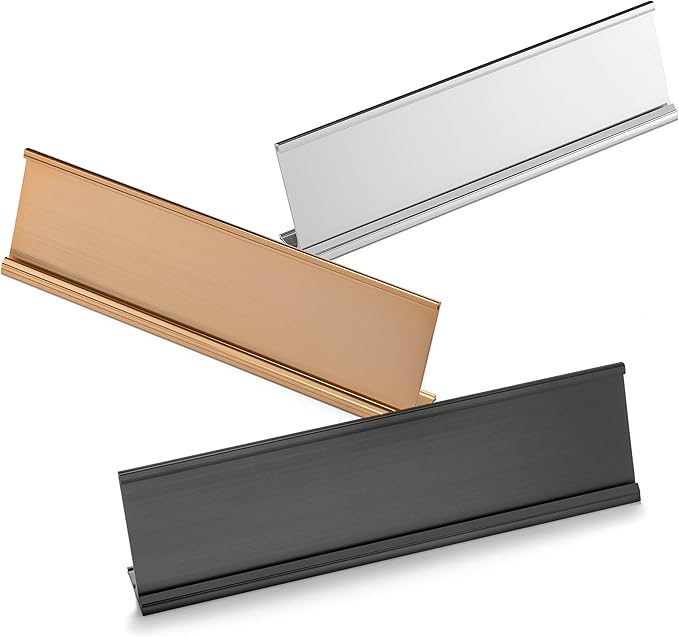 Providence Engraving Personalized Desk Name Plates - Custom Office Wall or Desk Name Plates With Aluminum Holder With Two Lines of Laser Engraved Text, 2" x 8"