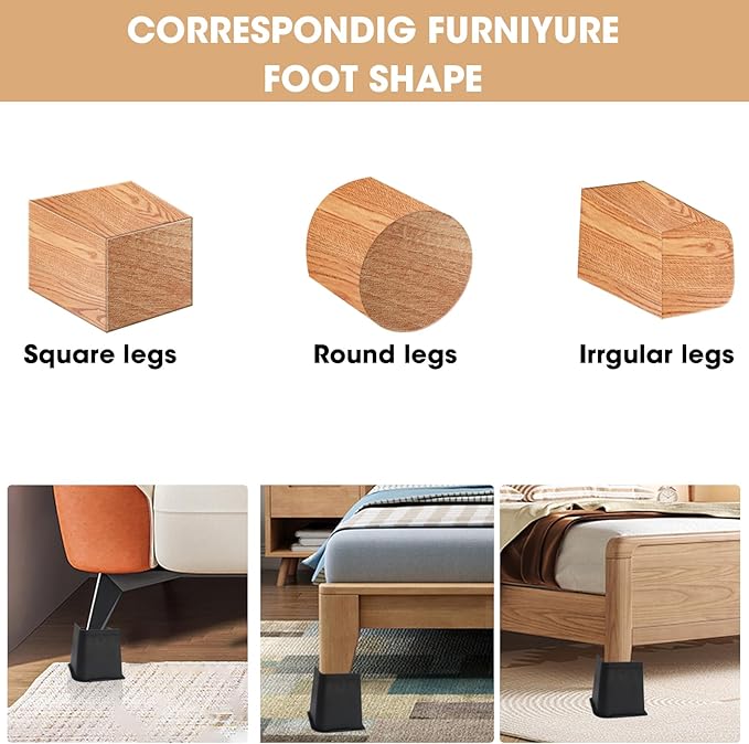 MXMZHXU Bed Risers 2 inch, 3 inch, 4 inch, 6 inch or 8 inch Heavy Duty Furniture Risers, Up to 6000 Lbs L Shaped Design Bed Lifts Blocks for Couch Desk Sofa Table (Dark Brown 4 Pack, 5 Inch)