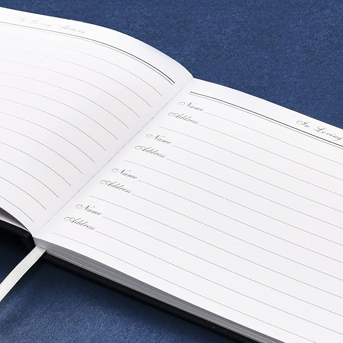 Spacobo Funeral Guest Book for Memorial Service in Loving Memory Guest Book for Funeral Guest Sign in Book (Book and Pen, Navy)