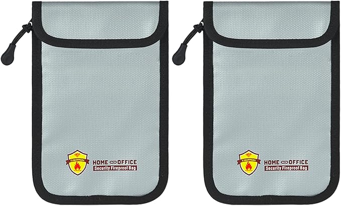 2 Pack Small Fireproof Bag(5.2 x 8 inches), Fireproof Wallet Pouch, Non-itchy Waterproof Cash Bag for Cash, Valuables, Passport, Currency & Keys