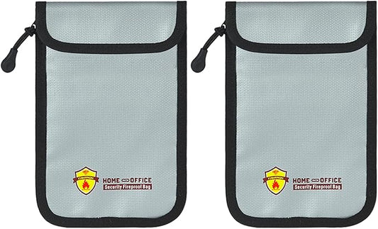 2 Pack Small Fireproof Bag(5.2 x 8 inches), Fireproof Wallet Pouch, Non-itchy Waterproof Cash Bag for Cash, Valuables, Passport, Currency & Keys