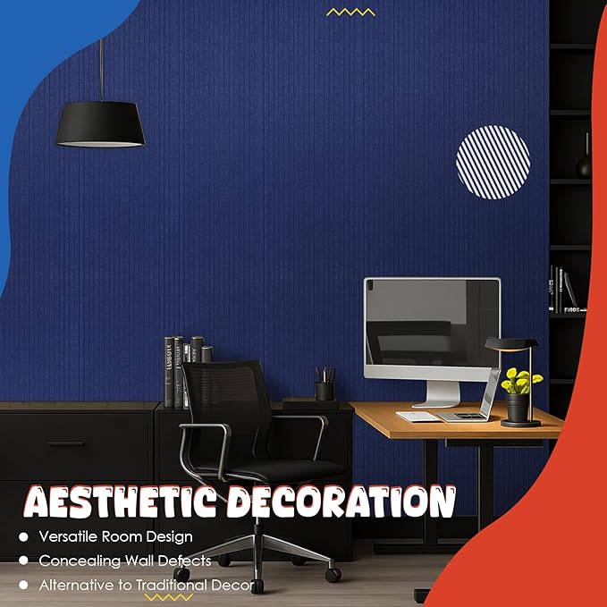 EVENRISING Acoustic Panels 5 Pack, Large Polyester Soundproof Panels 47.2x23.6x0.4 inch,Self-Adhesive Acoustic Treatment for Recording Studio & Office, Vertical, Navy Blue
