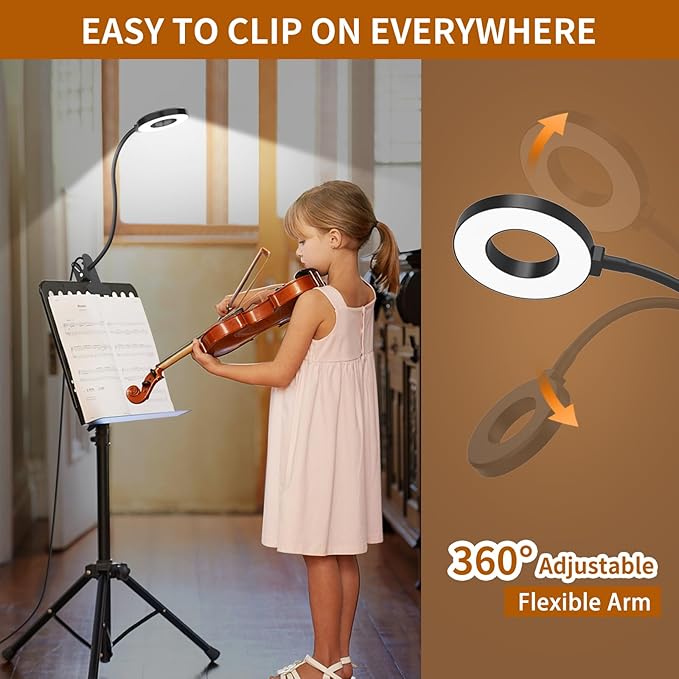 iZELL Desk Lamp, LED Reading Light with Clamp, 3 Color Modes & 10 Brightness Flexible Arm Book Light for Kids Reading Book in Bed at Night Clip on Table, Computer, Zoom Meetings - 27.6‘’ Black