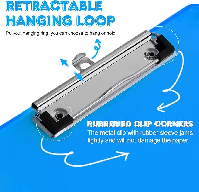 Clipboards, HERKKA 15 Pack Plastic Clipboards Low Profile Clip Standard A4 Letter Size, Office Supplies Classroom Supplies