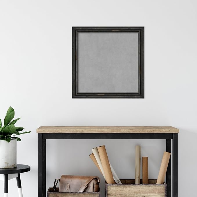 Amanti Art Black Framed Magnetic Board 23x23 Medium Vision Board for use with Magnets, 100% Metal Sheet to Display Items as Office Decor or for Home Organization in mudroom, Kitchen or Kids Room