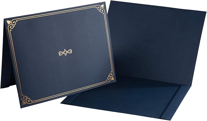 Certificate Holders, 25-Pack Certificate Covers for Letter Size 8.5 x 11 Inch Paper, Certificate Folders, Navy, 9 x 11.5 Inches
