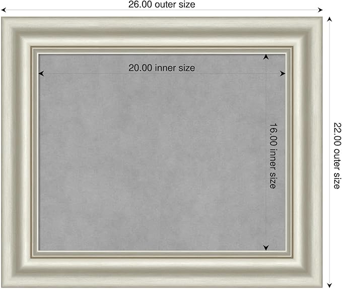 Amanti Art Silver Framed Magnetic Board 22x26 Small Vision Board for use with Magnets, 100% Metal Sheet to Display Items as Office Decor or for Home Organization in mudroom, Kitchen or Kids Room