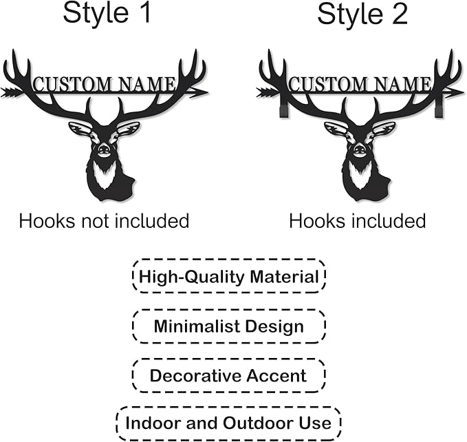 Personalized Deer Hunter Metal Wall Mount & Bow Rack, Custom Deer Hunting Gifts,Outdoor Hunting Decor, Cabin Wall Art, Hunting Room Decor, Lodge Wall Decor, Deer Hunting Accessories