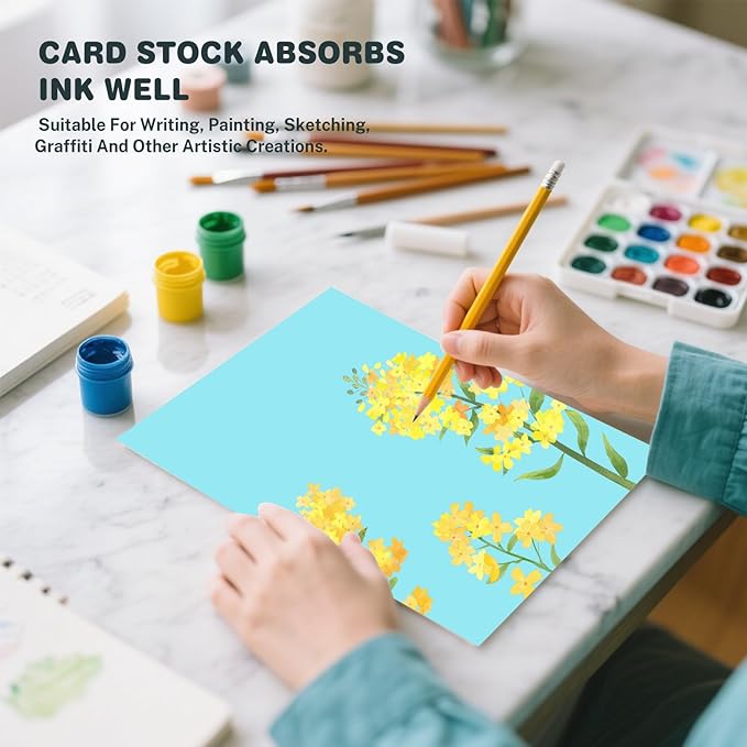 Light Blue Cardstock 8.5 X 11, 80 Sheets Card Stock, 75lb/ 200gsm Copy Paper, Cardstock Printer Paper For Art, Drawing, Invitation, DIY Cards, Watercolor, Craft, Construction, School & Office Supplies