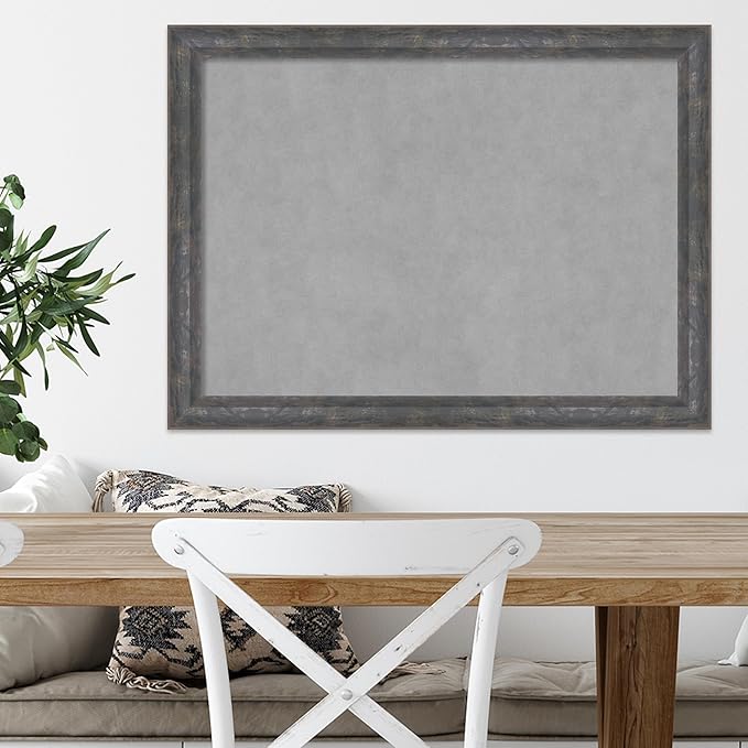 Amanti Art Grey Framed Magnetic Board 23x31 Medium Vision Board for use with Magnets, 100% Metal Sheet to Display Items as Office Decor or for Home Organization in mudroom, Kitchen or Kids Room
