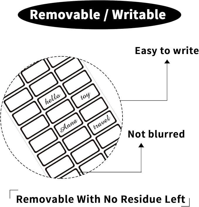 STARLIBOO Removable Labels, Blank Freezer Labels for Food Containers, 1x2 Inch Freezer Stickers/Waterproof Labels/ (Black Border, 360 Labels)