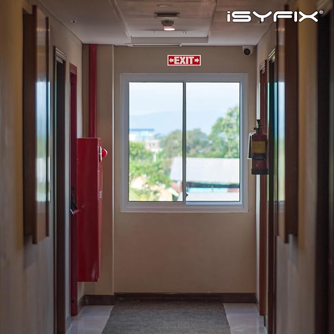 iSYFIX Exit Signs Stickers 12 Pack 12x4 Inch - Laminated Premium Vinyl Directional Right & Left Arrow Signs for Buildings, Office, Workplace, Stores, Schools, Theaters, Parking, Restaurants, Factories