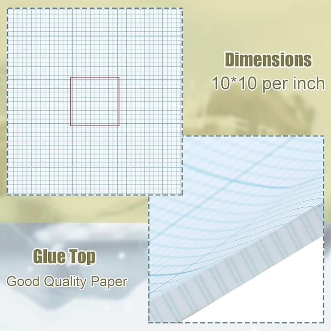 Ctosree 3 Pcs 8.5 x 11 Quadrille Pads 10 Squares Per Graph Paper Pad Back to School Engineer Grid Paper Pad for School Supplies 50 Sheets/Pack