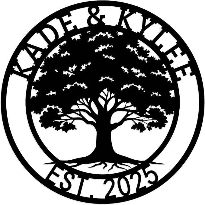 Custom oak Tree of Life, Oak Tree Family Monogram, Custom Metal Signs, Personalized Wall Art, Split Letter Monogram, Metal Wall Decor, Last Name Sign, Family Name Sign, Dad Gift
