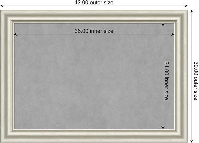 Amanti Art Silver Framed Magnetic Board 30x42 Large Vision Board for use with Magnets, 100% Metal Sheet to Display Items as Office Decor or for Home Organization in mudroom, Kitchen or Kids Room
