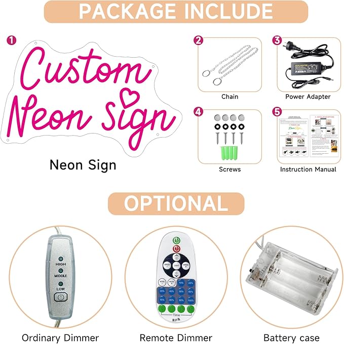 Custom Neon Sign for Wall Decor, Neon Sign Customizable Personalized LED Neon Name Sign Dimmable Neon Light Sign for Room Wedding Birthday Bar Decor