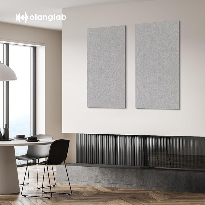 Olanglab Acoustic Panels 2 Pack, 48''x24'' Large Sound Panels, Fabric Wrapped Sound Proof Foam Panels for Walls, Sound Absorbing Panels for Recording Studio Acoustical Treatments (Light Grey)