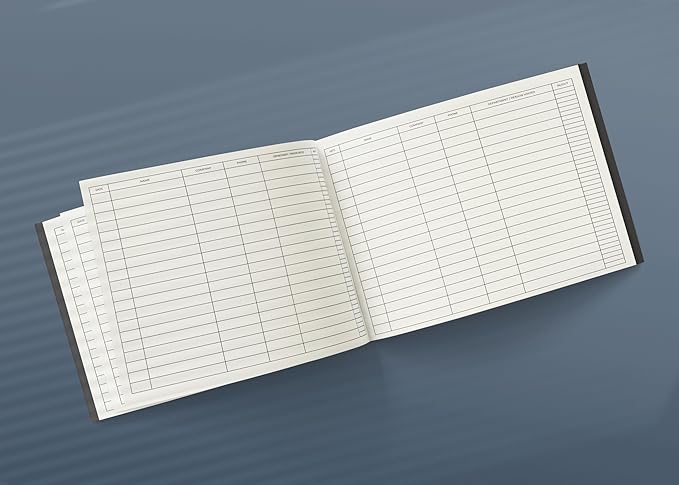 Officewerks Visitors Register & Guest Book, 120 Pages, 8 7/8" X 7", Black Hardbound Cover, Durable Smyth Sewn Binding
