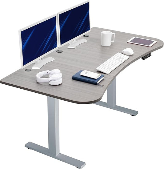 VIVO Electric 63 x 32 in Standing Desk, Memory Height Adjustment, 1B Series, Holds 220 lbs, Dark Gray Top Gray Frame, DESK-KIT-1G1G