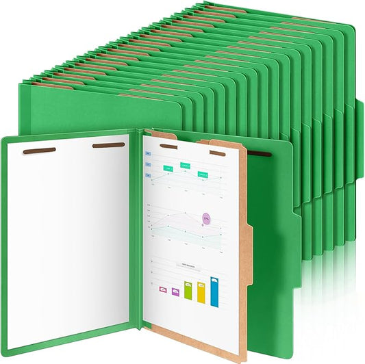Skyygemm 36 Pcs Classification Folders Letter Size, 1 Divider Pressboard File Folder with Fasteners, Expanding File Organizer Bulk for School Teachers, Office Employee, Coworker, Staff (Green)