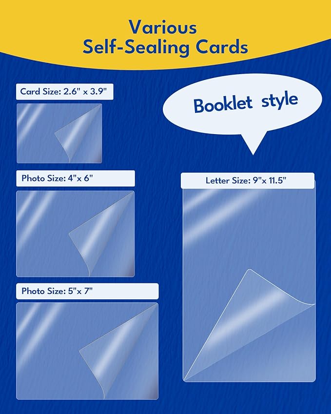 Uinkit 10Mil Self-Sealing Laminating Pouches Business Card Size, for 2.6x3.9" Cards, Ultimate Solution for Restaurant IDs, School Badges, Event Credentials - No Laminator (110-Pack Bulk)
