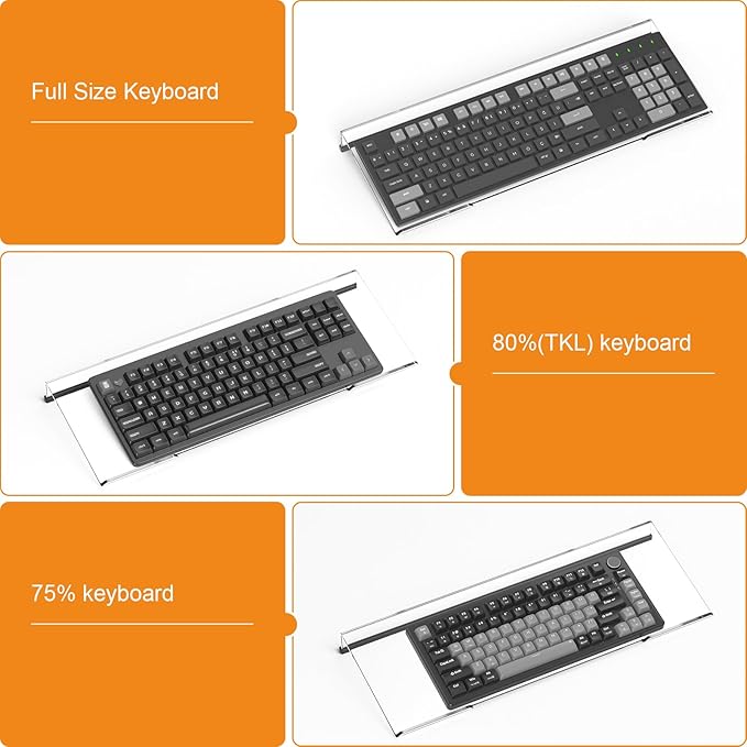 Beego Ergonomic Computer Keyboard Stand - Clear Acrylic Keyboard Riser Tilted Keyboard Holder Keyboard Tray with Black Non-Slip Strip for Easy Typing at Home School Office Desk Accessories