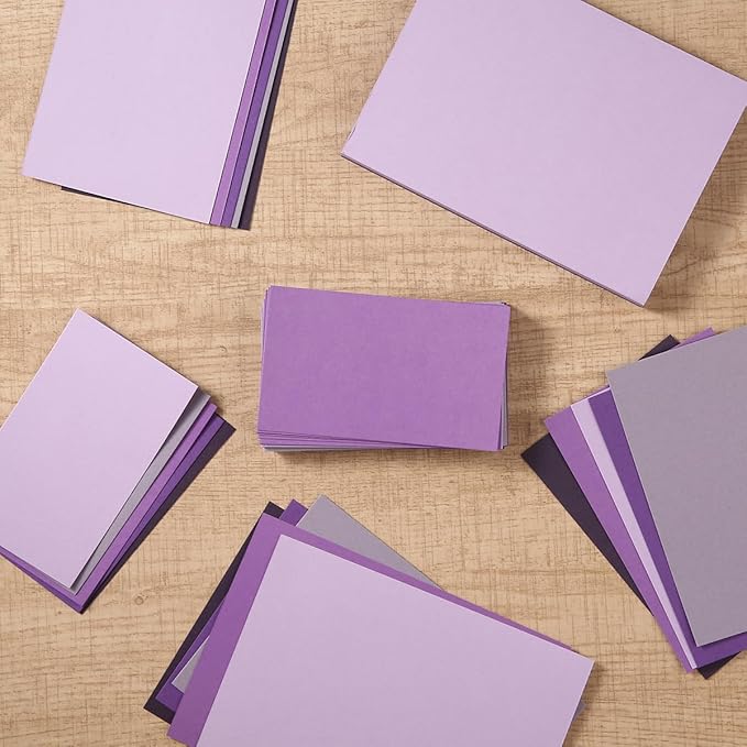 50 Sheets Colored Cardstock Paper 5 Colors Blank Flash Cards, 250 GSM Heavy Card Stock for DIY Art Projects, Cards (Purple, 4x6)