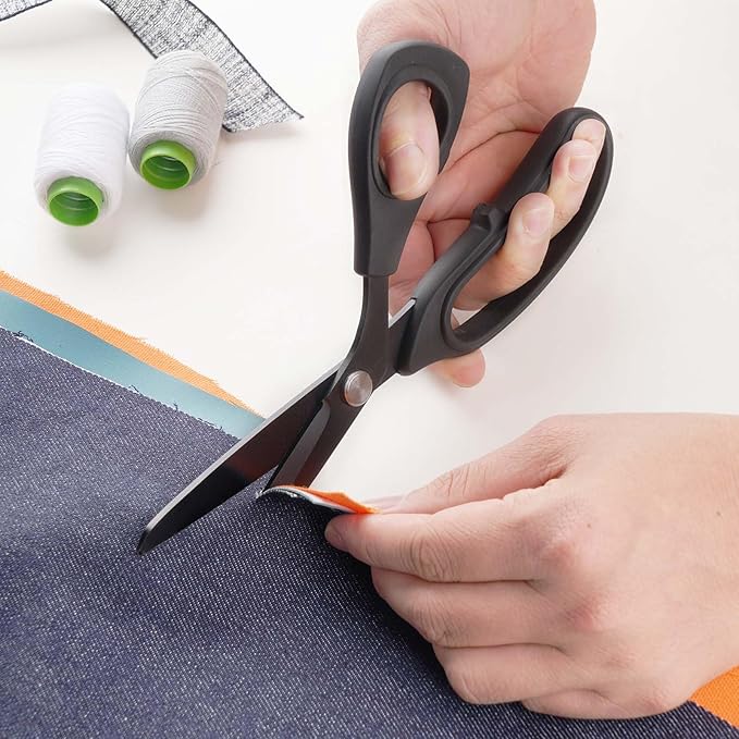 Zicolu Premium Proseries Sewing Fabric Scissors Bundle (10"/9"/6"), Black Office Scissors All Purpose, Sharp Titanium Coated Blade, Comfort Grip Soft Handles for Diy Craft, Paper, Art, School, Home
