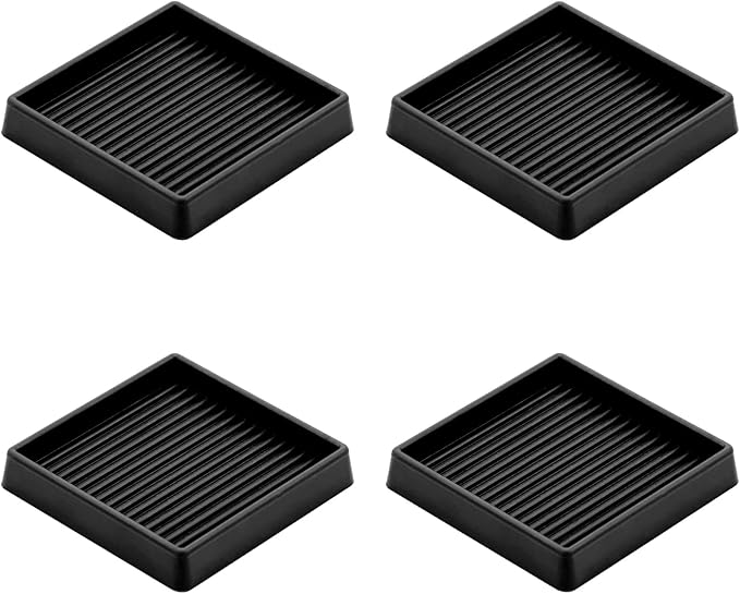 VOCOMO 3X3 Rubber Caster Cups, Non Slip Furniture Pads, Anti-Slip Furniture Gripper, Anti Skid Furnitures Feet, Anti Slide Floor Protector for Bed Couch Stoppers (4 Pack, Black)